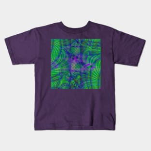 Green and Purple Lines Fractal Design Kids T-Shirt